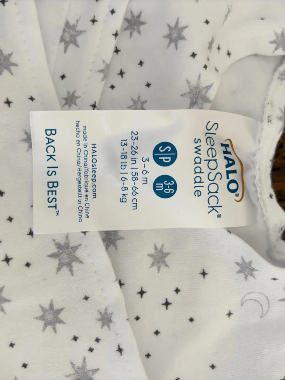 Halo White and Gray Star & Moon Sleep Sack Swaddle